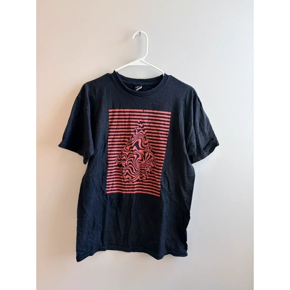 Volcom Stone Trippy Psychedelic Swirl Graphic Tee – Black & Coral, skate, surf
